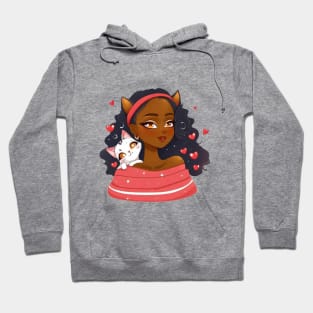 girl and cat Hoodie